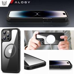 Etui do iPhone 15 Pro Max Obudowa Case +2x szkło na ekran i 2x obiektyw pancerne Alogy 360 Hybrid Set 5w1 czarno-przezroczyste