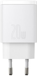 ŁADOWARKA SIECIOWA Baseus Compact Quick Charger CCXJ-B02 20W 1x USB-A 1x USB-C PD 3.0 QC 3.0 BIAŁA