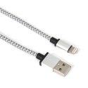 OMEGA FABRIC CABLE KABEL BRAIDED LIGHTNING TO USB 2A POLYBAG 1M NEW GRAY [44821]