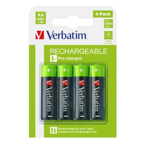 VERBATIM AKUMULATORY ACCUMULATOR RECHARGEABLE HR6 2500 mAh BLISTER*4 49517