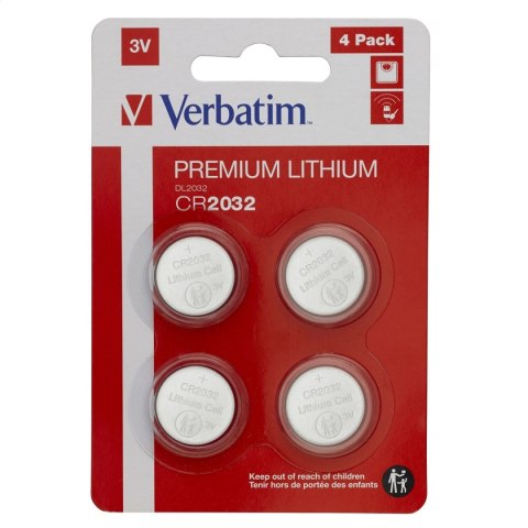 VERBATIM BATERIE LITHIUM CR2032 BLISTER*4 49533