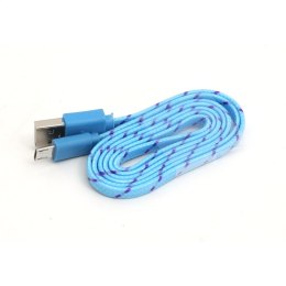 OMEGA CAMELEON FABRIC BRAIDED MICRO USB TO USB FLAT CABLE KABEL 1M BLUE TE [42330]