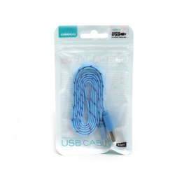 OMEGA CAMELEON FABRIC BRAIDED MICRO USB TO USB FLAT CABLE KABEL 1M BLUE TE [42330]