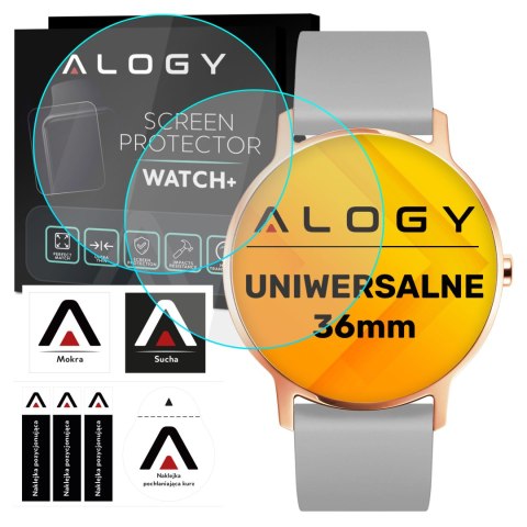 2x Szkło Hartowane na smartwatch watch zegarek uniwersalne 36mm średnica ochronne Alogy Screen Protector Watch+