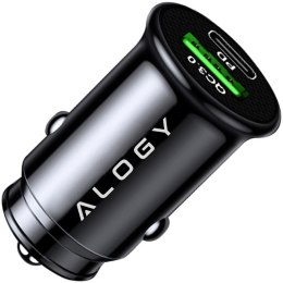 Ładowarka samochodowa 38W USB QC 3.0 18W + USB-C C PD 20W szybka mocna do telefonu Alogy Car czarna