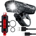 Lampka rowerowa przód + tył LED przednia tylna światło roweru oświetlenie wodoodporna IPX4 USB światełko na rower zestaw lampek 
