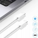 Kabel USB-C typ C mocny szybki 60W PD 1M do iPhone 15 Alogy nylonowy przewód Biały
