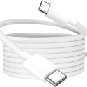 Kabel USB-C typ C mocny szybki 60W PD 1M do iPhone 15 Alogy nylonowy przewód Biały