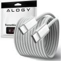 Kabel USB-C typ C mocny szybki 60W PD 2M do iPhone 15 Alogy nylonowy przewód Biały