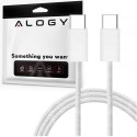 Kabel USB-C typ C mocny szybki 60W PD 2M do iPhone 15 Alogy nylonowy przewód Biały