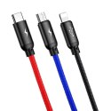 KABEL BASEUS PRIMARY COLORS 3IN1 USB-C/LIGHTNING/MICRO USB 3.5A 1.2M BL