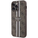 Guess nakładka do iPhone 15 Pro 6,1" GUHMP15XP4RPSW brązowa HC MAGSAFE 4G PRINTED STRIPES