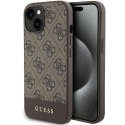 Guess nakładka do iPhone 15 6,1" GUHCP15SG4GLBR brązowa HC PC/TPU 4G PU BOTTOM STRIPE