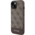 Guess nakładka do iPhone 15 6,1" GUHCP15SG4GLBR brązowa HC PC/TPU 4G PU BOTTOM STRIPE