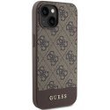 Guess nakładka do iPhone 15 6,1" GUHCP15SG4GLBR brązowa HC PC/TPU 4G PU BOTTOM STRIPE