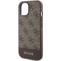 Guess nakładka do iPhone 15 6,1" GUHCP15SG4GLBR brązowa HC PC/TPU 4G PU BOTTOM STRIPE