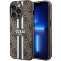 Guess nakładka do iPhone 15 6,1" GUHMP15LP4RPSW brązowa HC MAGSAFE 4G PRINTED STRIPES