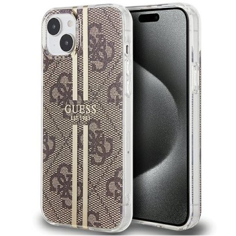 Guess nakładka do iPhone 15 Plus 6,7" GUHCP15MH4PSEGW brązowa HC IML 4G GOLD STRIPE