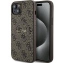 Guess nakładka do iPhone 15 Plus 6,7" GUHMP15MG4GFRW brązowa HC MAGSAFE PU 4G RING CLASSIC LOGO