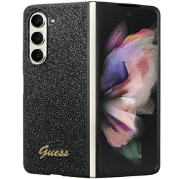 Guess nakładka do Samsung Z Fold5 GUHCZFD5HGGSHK czarna PU/TPU Glitter Script