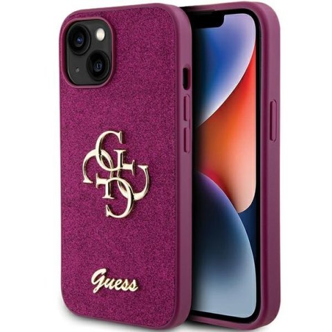 Guess nakładka do iPhone 15 6,1" GUHCP15SHG4SGU fioletowa HC Fixed Glitter Big 4G