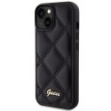 Guess nakładka do iPhone 15 6,1" GUHCP15SPSQSQSK czarna HC PU Quilted Metal Logo