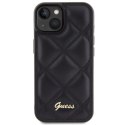 Guess nakładka do iPhone 15 6,1" GUHCP15SPSQSQSK czarna HC PU Quilted Metal Logo