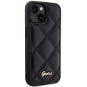 Guess nakładka do iPhone 15 6,1" GUHCP15SPSQSQSK czarna HC PU Quilted Metal Logo