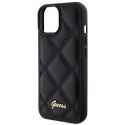 Guess nakładka do iPhone 15 6,1" GUHCP15SPSQSQSK czarna HC PU Quilted Metal Logo