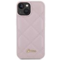 Guess nakładka do iPhone 15 6,1" GUHCP15SPSQSQSP różowe HC PU Quilted Metal Logo