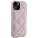 Guess nakładka do iPhone 15 6,1" GUHCP15SPSQSQSP różowe HC PU Quilted Metal Logo