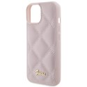 Guess nakładka do iPhone 15 6,1" GUHCP15SPSQSQSP różowe HC PU Quilted Metal Logo