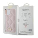 Guess nakładka do iPhone 15 6,1" GUHCP15SPSQSQSP różowe HC PU Quilted Metal Logo