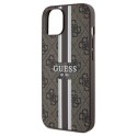 Guess nakładka do iPhone 15 6,1" GUHMP15SP4RPSW HC MAGSAFE 4G PRINTED STRIPES brązowa