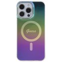 Guess nakładka do iPhone 15 Pro 6,1" GUHMP15LHITSK czarna HC IML Magsafe Iridescent