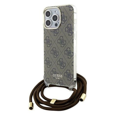 Guess nakładka do iPhone 15 Pro Max 6,7" GUHCP15XHC4SEW HC CROSSBODY CORD 4G PRINT brązowa