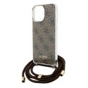 Guess nakładka do iPhone 15 Pro Max 6,7" GUHCP15XHC4SEW HC CROSSBODY CORD 4G PRINT brązowa