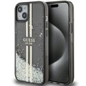 Guess nakładka do iPhone 15 Plus 6,7" GUHCP15MLFCSEGK czarna HC LIQ. GLITTER GOLD STRIPES