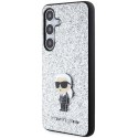 Karl Lagerfeld nakładka do Samsung Galaxy S24 Plus KLHCS24MGCNPSG srebrna HC IKONIK FIXED GLITTER IKONIK LOGO METAL PIN