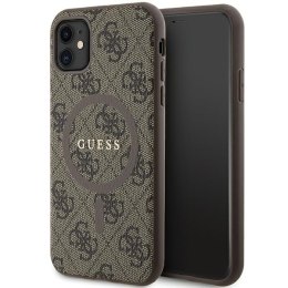 Guess nakładka do iPhone 11 GUHMN61G4GFRW brązowa HC MAGSAFE PU 4G RING CLASSIC LOGO