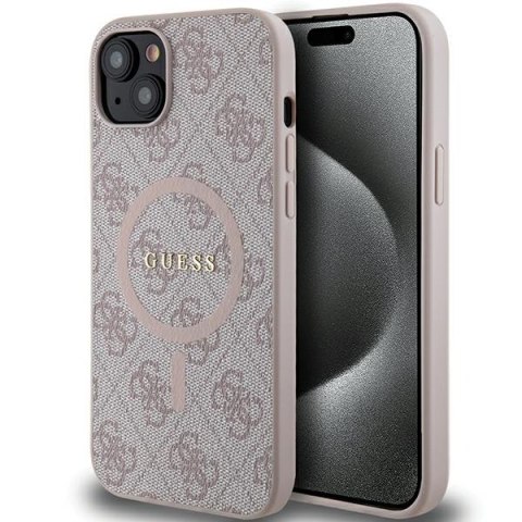 Guess nakładka do iPhone 14 6,1" GUHMP14SG4GFRP różowa HC MAGSAFE PU 4G RING CLASSIC LOGO