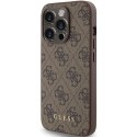 Guess nakładka do iPhone 15 Pro 6,1" GUHCP15LG4GFBR brązowa HC PU 4G Metal Logo