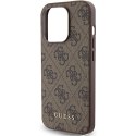 Guess nakładka do iPhone 15 Pro 6,1" GUHCP15LG4GFBR brązowa HC PU 4G Metal Logo