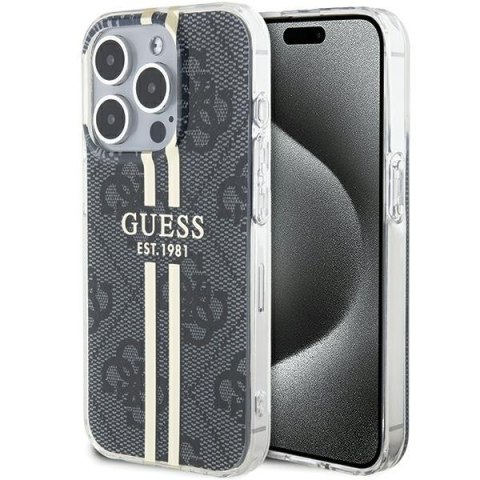 Guess nakładka do iPhone 15 Pro 6,1" GUHCP15LH4PSEGK czarna HC IML 4G GOLD STRIPE