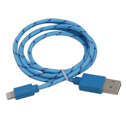 OMEGA VENOM LIGHTNING TO USB FABRIC BRAIDED CABLE KABEL 1M LIGHT BLUE [42306]