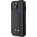 BMW nakładka do iPhone 15 6,1" czarna BMHCP15SGSPCCK M HC GRIP STAND PU SMOOTH AND CARBON BLACK