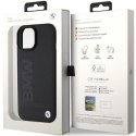 BMW nakładka do iPhone 15 Plus 6,7" BMHMP15MSLLBK czarna HC Magsafe Leather Hot Stamp