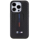 BMW nakładka do iPhone 15 Pro 6,1" czarna BMHCP15LGSPCCK M HC GRIP STAND PU SMOOTH AND CARBON BLACK