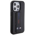 BMW nakładka do iPhone 15 Pro 6,1" czarna BMHCP15LGSPCCK M HC GRIP STAND PU SMOOTH AND CARBON BLACK