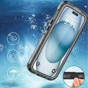 Etui do iPhone 15 wodoodporne Mag Safe Case pancerne wodoszczelne obudowa czarno-szare
